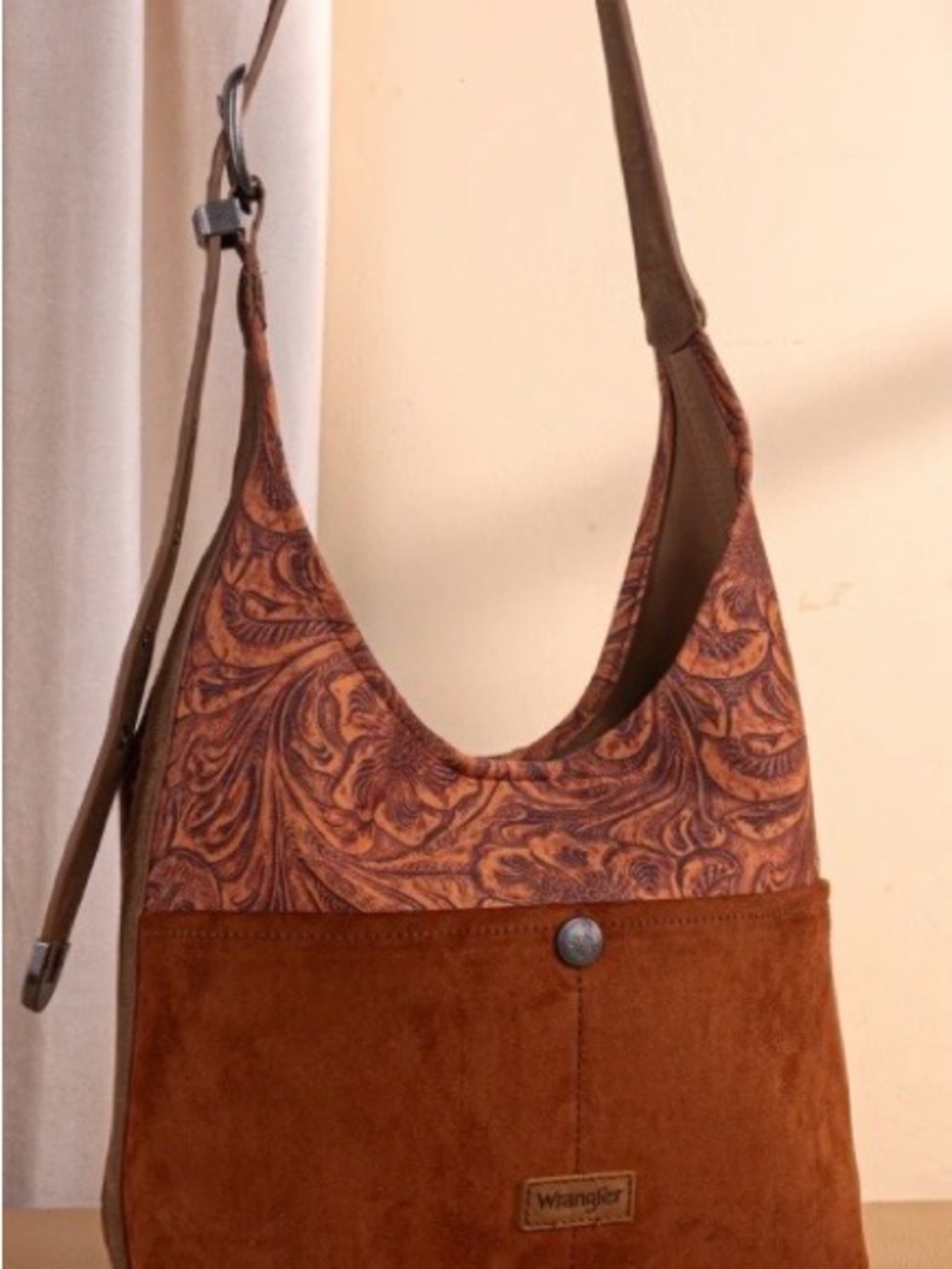 Wrangler Vintage Floral Printed Hobo Bag - Brown